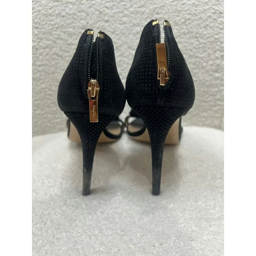 Salvatore Ferragamo Black Suede Heels - Women's Size 37.5